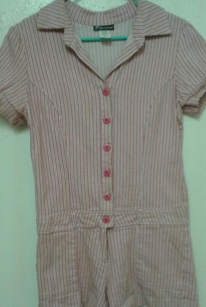 Pink striped romper overall jumpsuit